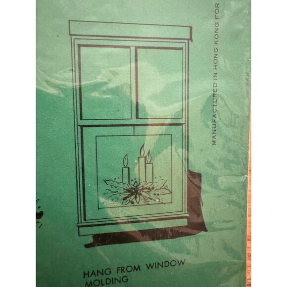 Vntg 1974 Crystalline Christmas Candle See-Through Window Decoration Suncatcher - Picture 9 of 9
